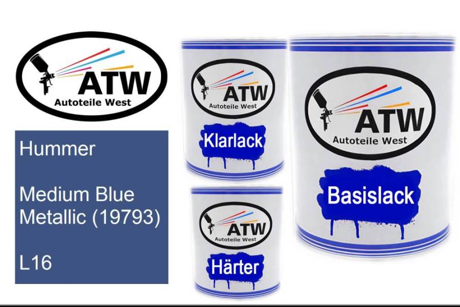 Hummer, Medium Blue Metallic (19793), L16: 1L Lackdose + 1L Klarlack + 500ml Härter - Set, von ATW Autoteile West.